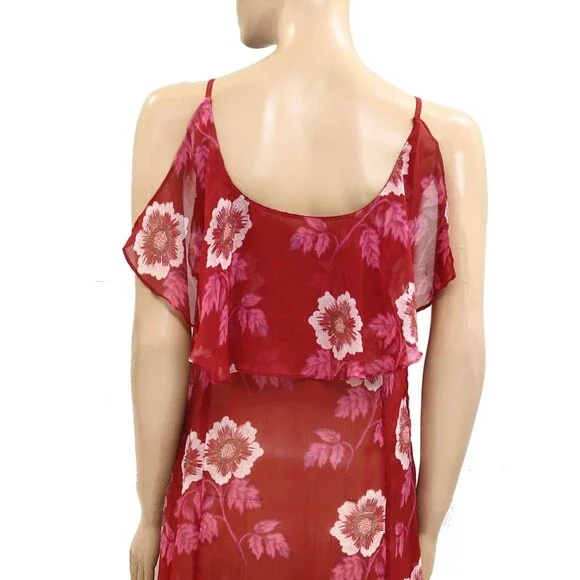 Free People Sunfaded Maxi Top Floral Printed Ruffle Slip Sheer Swing XS 279511 - Picture 8 of 8